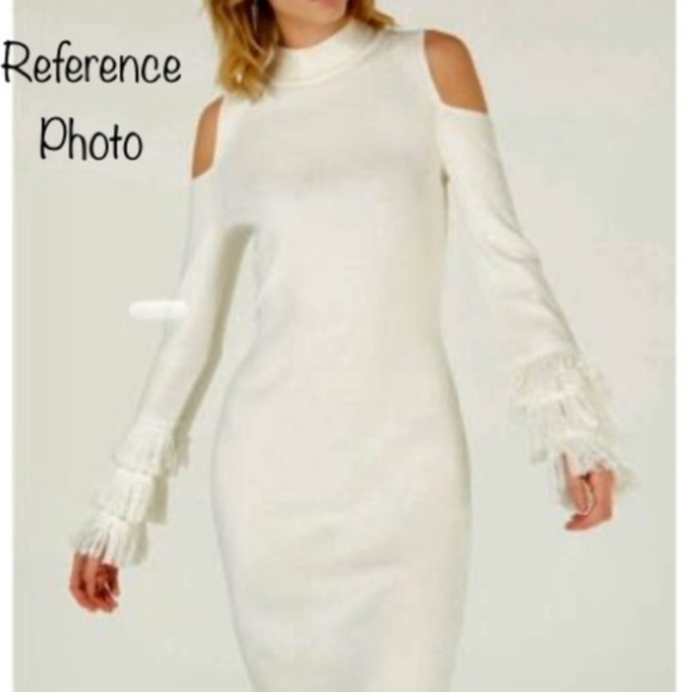Banana Republic Ivory Knit Cold Shoulder Sweater Dress
